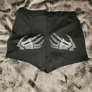 SHEIN Black Women's Shorts with Skeleton Design XS